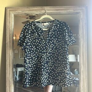 Loft large floral print blouse in blue.